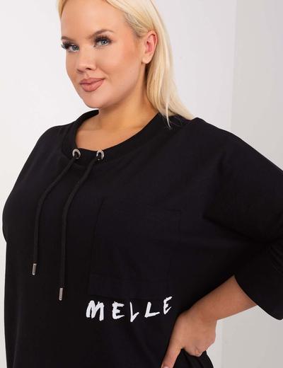 Czarna asymetryczna bluzka damska plus size z bawełny
