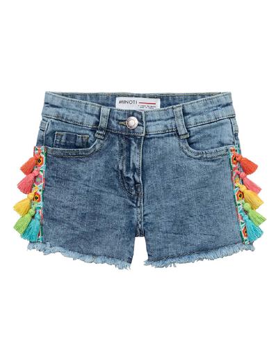 Jeansowe szorty ozdobione kolorową aplikacją dla dziewczynki