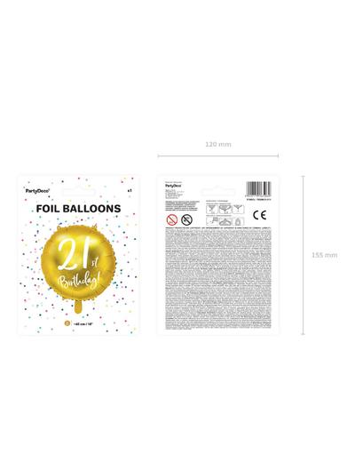 Balon foliowy 21st Birthday- złoty - 1 szt