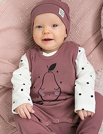 Bawełniana czapka niemowlęca z kokardką - różowa