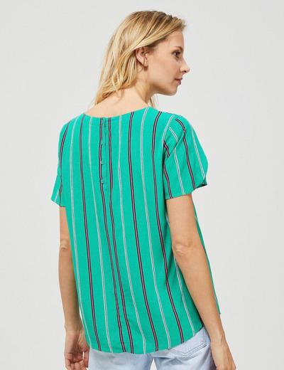 Bluzka damska koszulowa w paski zielona