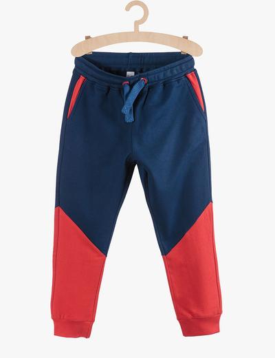 Dresowe spodnie dla chłopca- granatowo czerwone