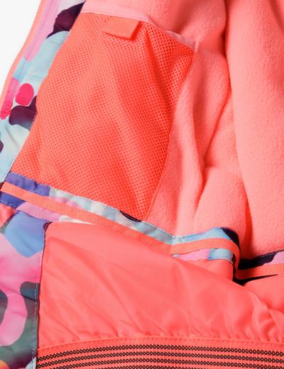 Kolorowa kurtka narciarska dziewczęca z elementami odblaskowymi