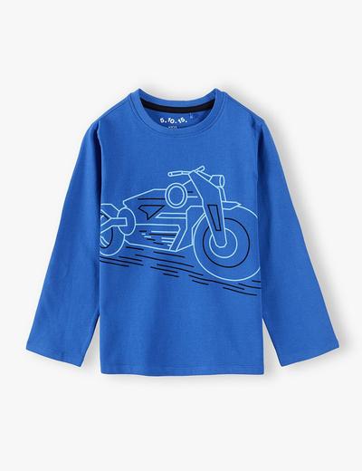 Bluzka chłopięca z długim rękawem- niebieska z motocyklem