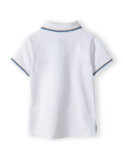 Biała chłopięca bluzka polo z krótkim rękawem