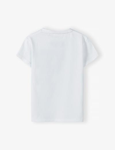 Bawełniany t-shirt dla dziewczynki-biały z nadrukiem