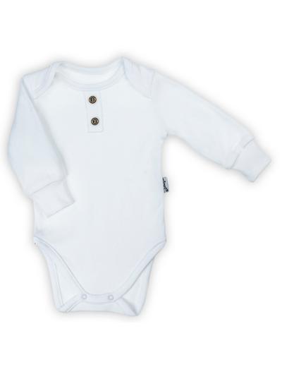 Body polo bawełniane niemowlęce z długim rękawem białe