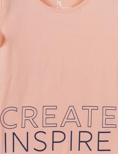 Bawełniany T- shirt dziewczęcy Create Inspire - różowy