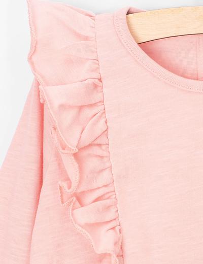 Bluzka niemowlęca różowa z ozdobną falbanką przy rękawach