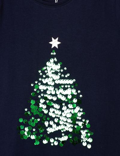 Granatowy t-shirt z motywem świątecznym