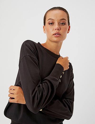Bawełniana bluza dla kobiety - czarna