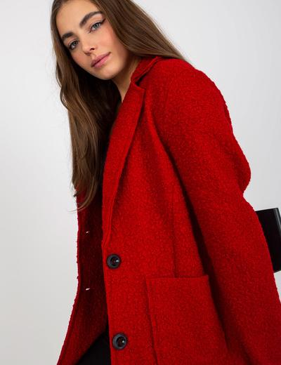 Ciemnoczerwony pluszowy płaszcz z zapięciem OCH BELLA