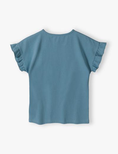T-shirt dziewczęcy z koniem - niebieski