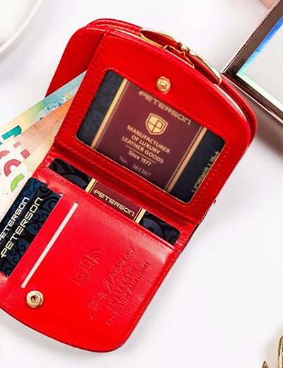 Mały portfel damski ze skóry ekologicznej - czerwony