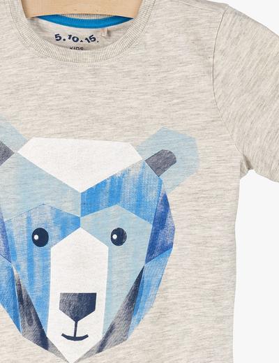T-shirt chłopięcy szary z niedźwiedziem polarnym
