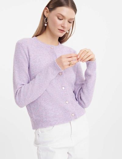 Rozpinany różowy sweter damski z długim rękawem