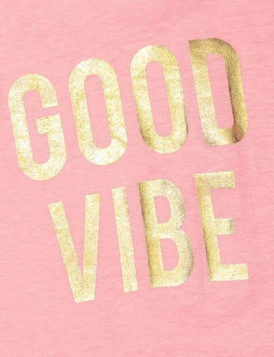 Bluzka niemowlęca bawełniana różowa- Good vibe