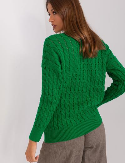 Zielony sweter rozpinany z dekoltem V RUE PARIS