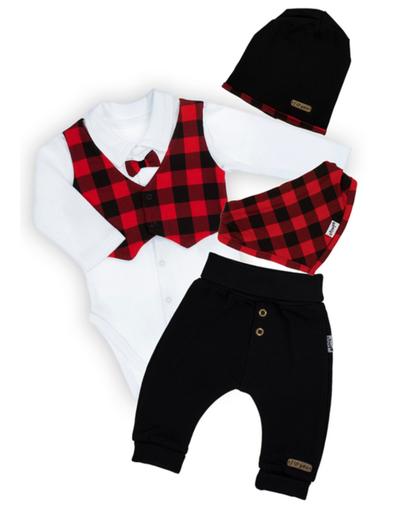 Komplet niemowlęcy body + spodnie + czapka i apaszka czarny