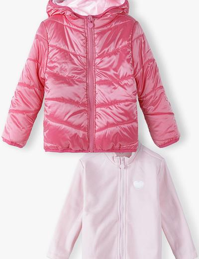 Różowa kurtka dziewczęca z odpinaną bluzą - 3w1