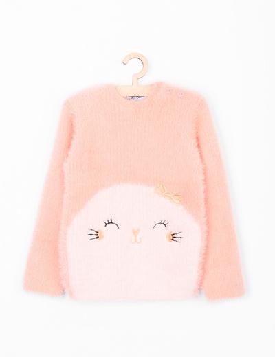 Różowy włochaty sweter dla niemowlaka z motywem foki