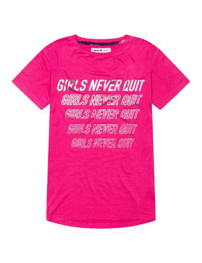 Różowy t-shirt sportowy Never Quit dla dziewczynki