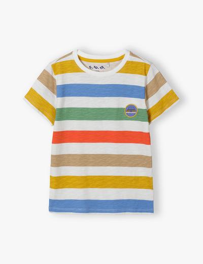 T-shirt dla chłopca - bawełniany w kolorowe paski