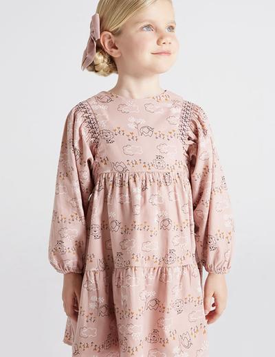 Sukienka dziewczęca we wzory - różowa