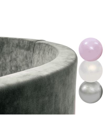 Suchy basenik z kulkami - szary Velvet 2 -200 Piłek: srebrny/perłowy/jasny róż perła