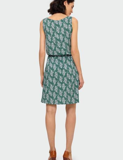 Wiskozowa sukienka z roślinnym nadrukiem zielona