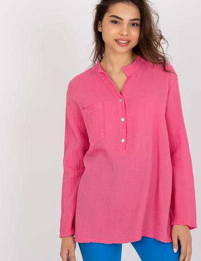 Różowa damska bluzka koszulowa z bawełny OCH BELLA
