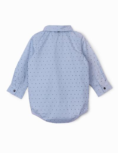 Eleganckie koszulowe body niemowlęce w kropeczki - niebieskie