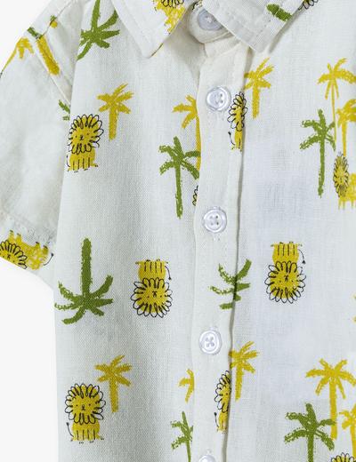 Bawełniana koszula z krótkim rękawem we wzory dla niemowlaka