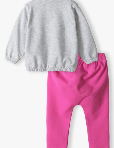 Komplet dresowy niemowlęcy - szara bluza i różowe spodnie