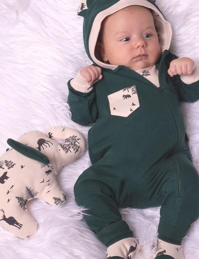 Zielony bawełniany pajac niemowlęcy chłopięcy
