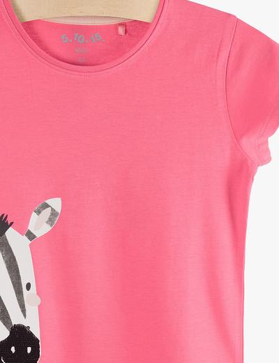 Różowy t-shirt z zebrą