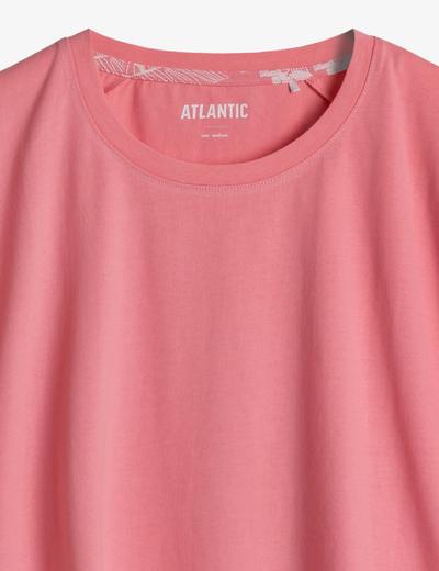 Piżama damska bawełniana - t-shirt i krótkie spodenki w kwiatki - różowa - Atlantic