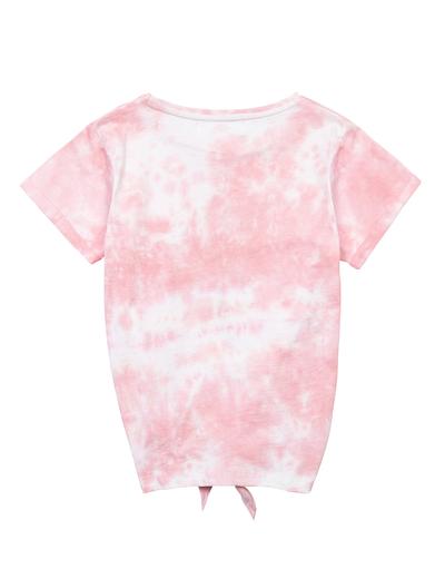 T-shirt z bawełny dla dziewczynki różowy z palmą