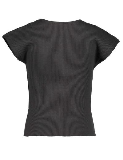 Koszulka dziewczęca czarna w prążki z guzikami