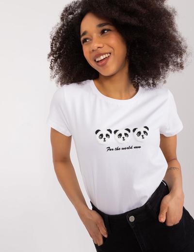Bawełniany T-Shirt Z Pandami biały