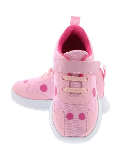 Różowe buty sportowe w grochy dla dziewczynki na rzep