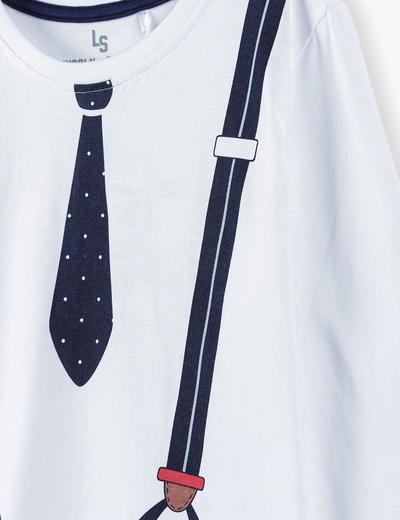 Bluzka chłopięca z imitacja krawata i szelek