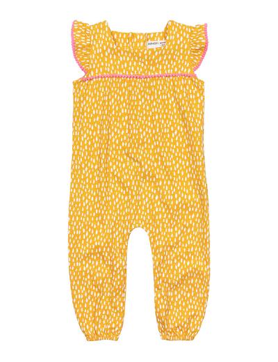 Żółty kombinezon niemowlęcy z pomponami z bawełny