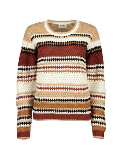 Damski sweter z dzianiny  w brązowe paski