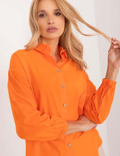 Damska koszula oversize z bawełny pomarańczowa