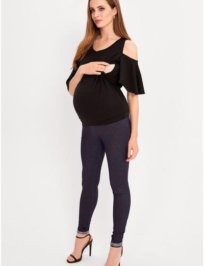 Szara bluzka ciążowa i dla karmiącej mamy z odkrytymi rękawami