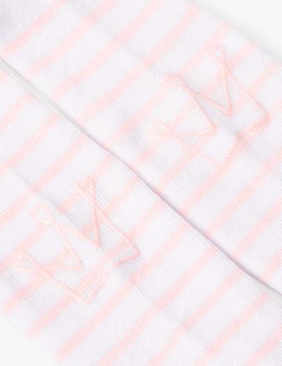 Rajstopy niemowlęce białe w różowe paski z ABSem