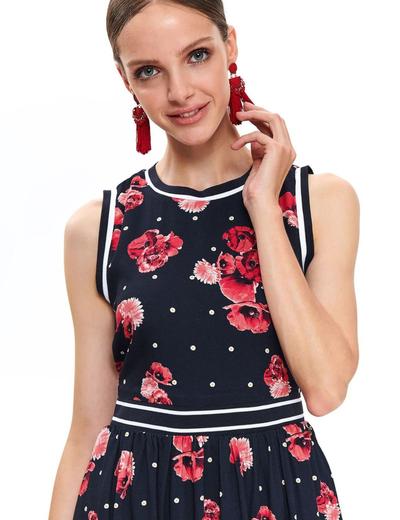 Granatowa sukienka damska w różowe kwiaty