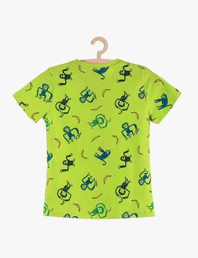T-shirt chłopięcy zielony w małpki