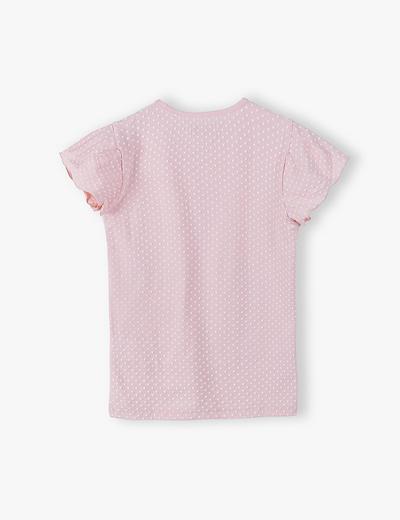 T- shirt dziewczęcy z falbankami - różowy